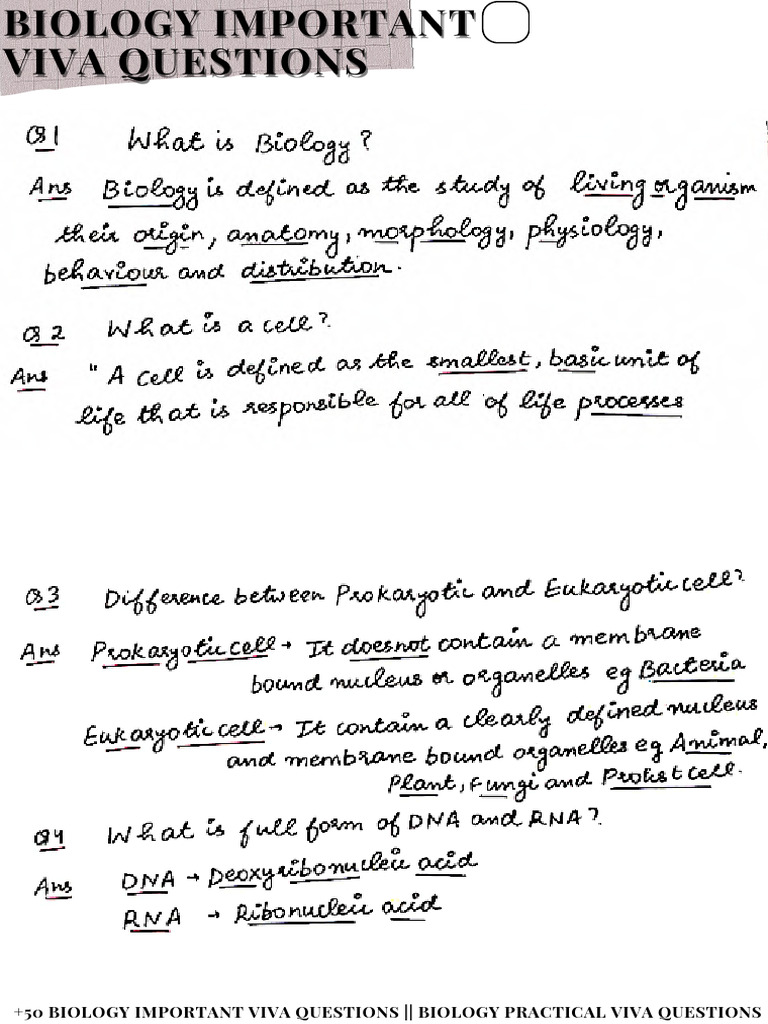 Biology Important Viva Questions | PDF