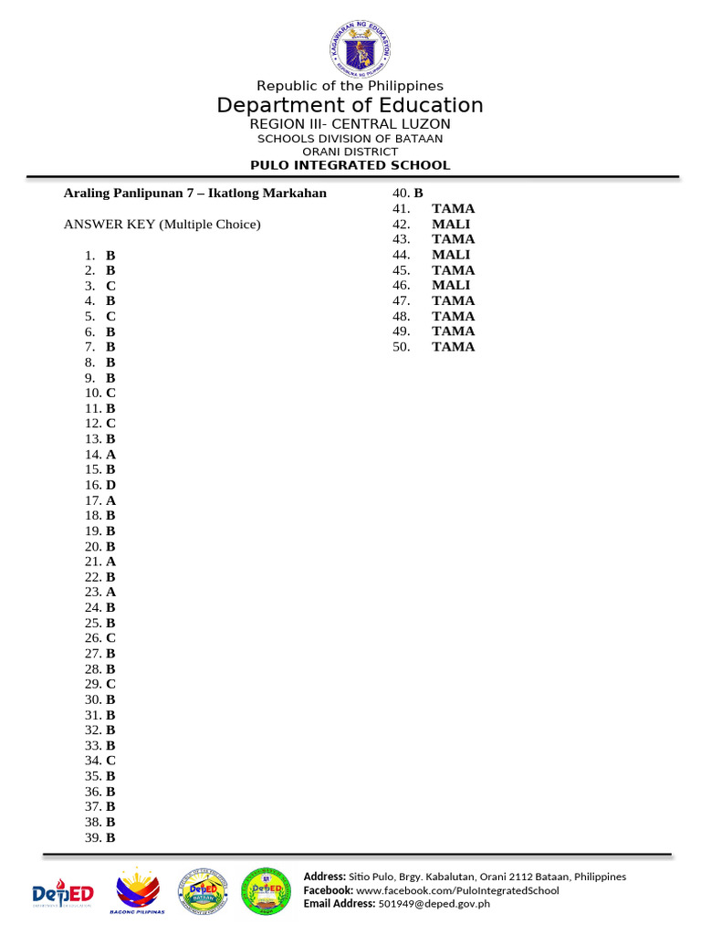 Ap 7 Answer Key | PDF