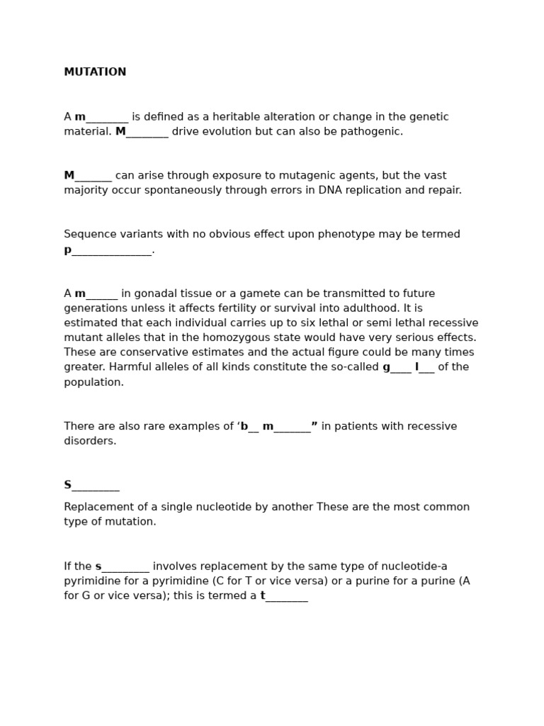 Mutations Cyto | PDF | Genetic Code | Point Mutation