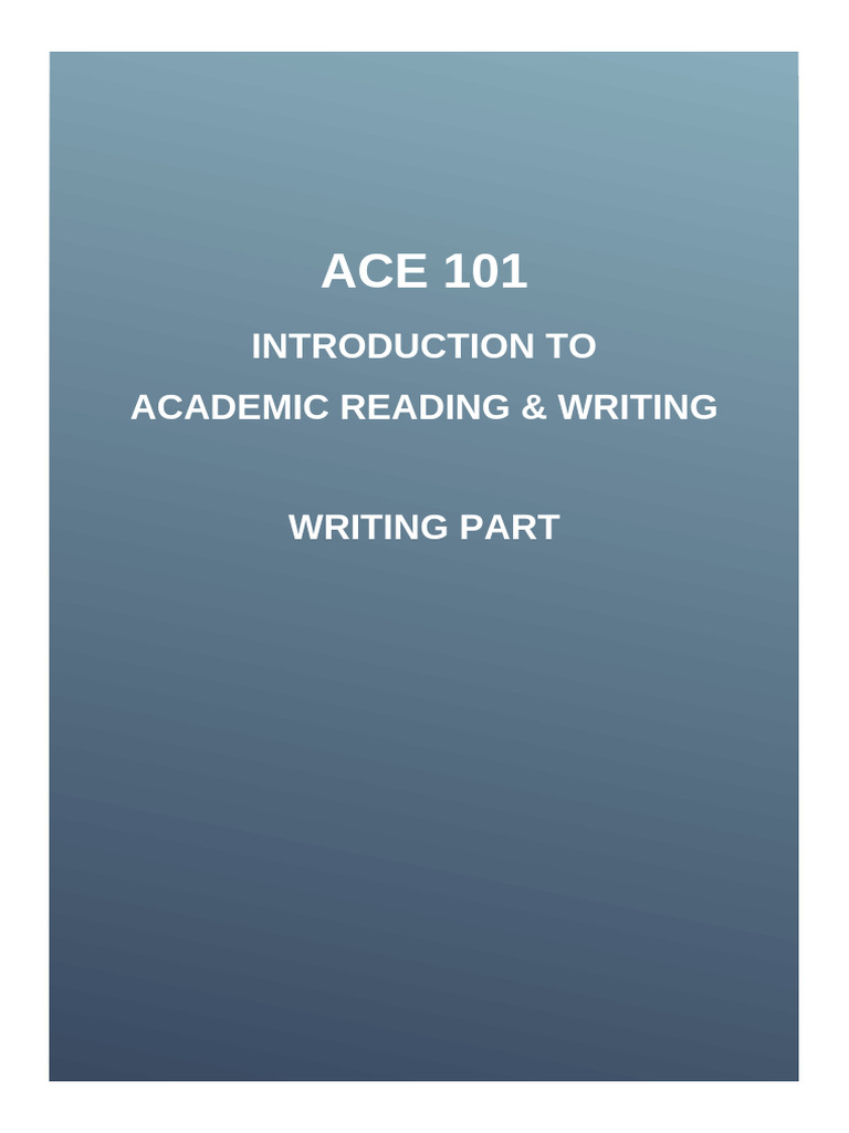 ACE 101 Writing Part | PDF | Plagiarism | Privacy