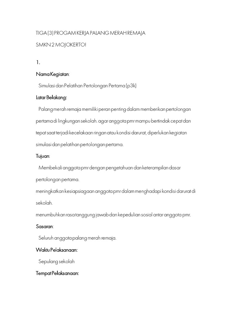 Tiga (3) Progam Kerja Palang M | PDF