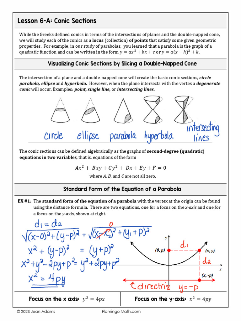Notes 4.6-Conic Sections Key | PDF | Algebraic Geometry | Euclid