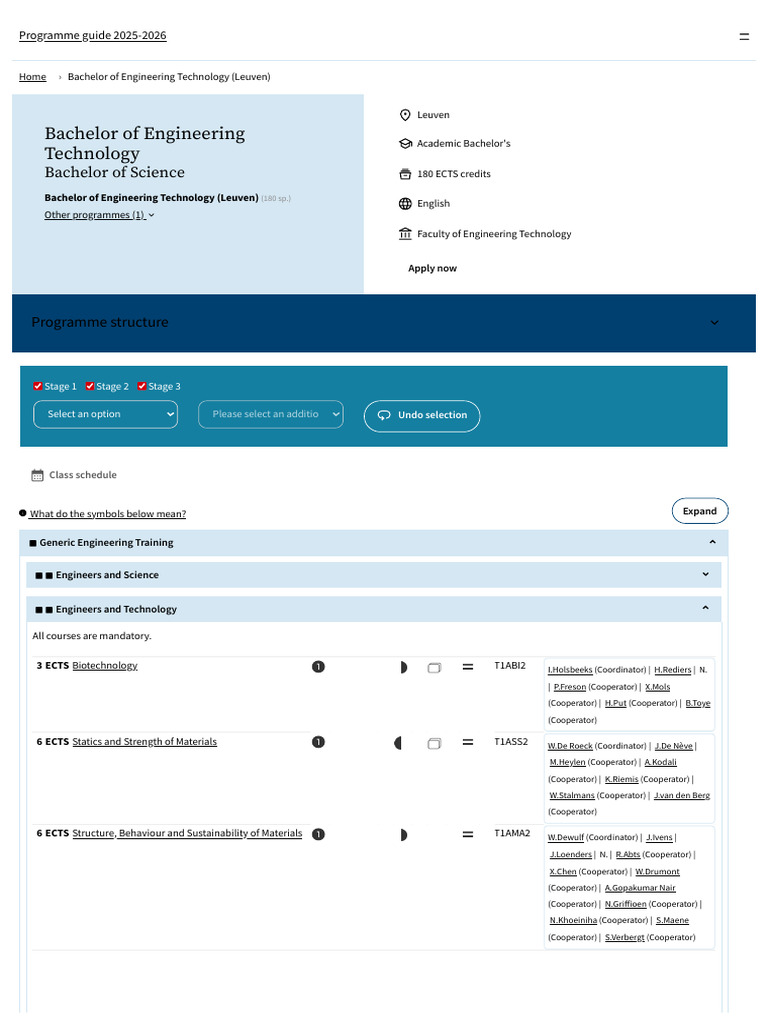 Bachelor of Engineering Technology (Leuven) - Programme Structure _ KU ...