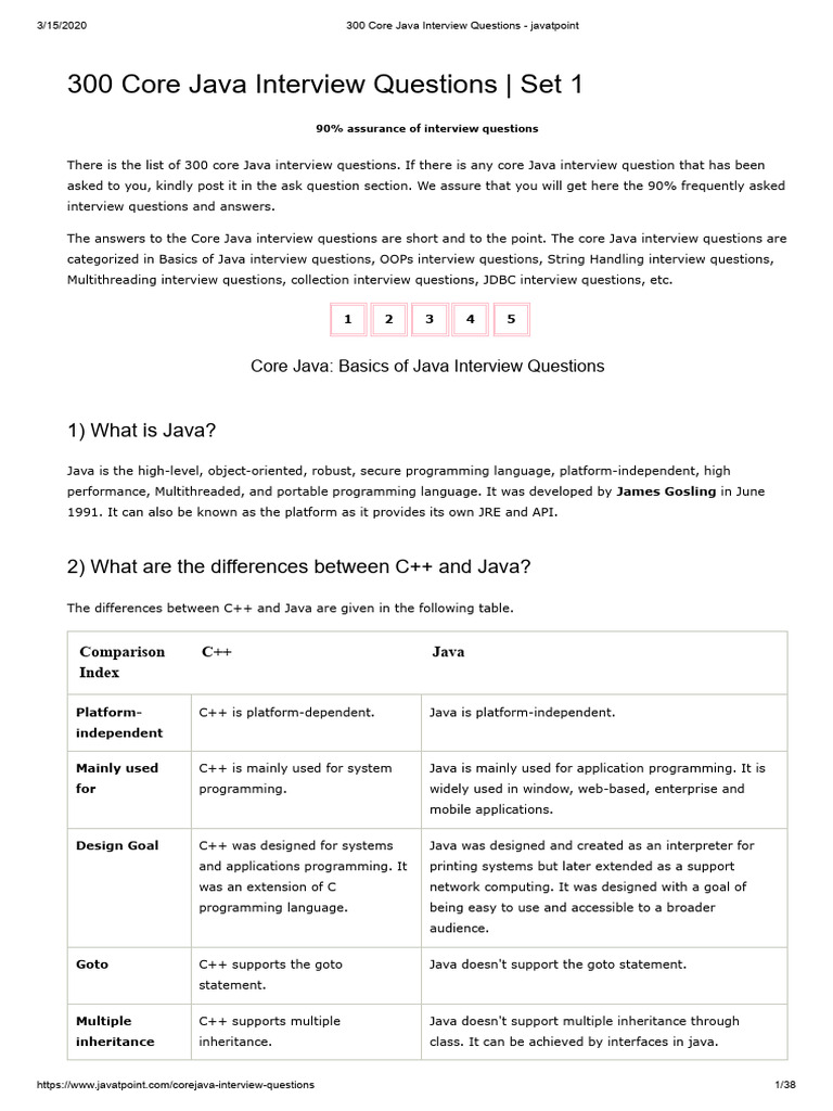 300 Core Java Interview Questions - Javatpoint | PDF | Java Virtual ...