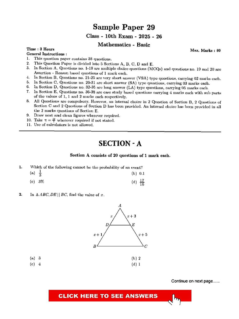 Sample Paper Math | PDF