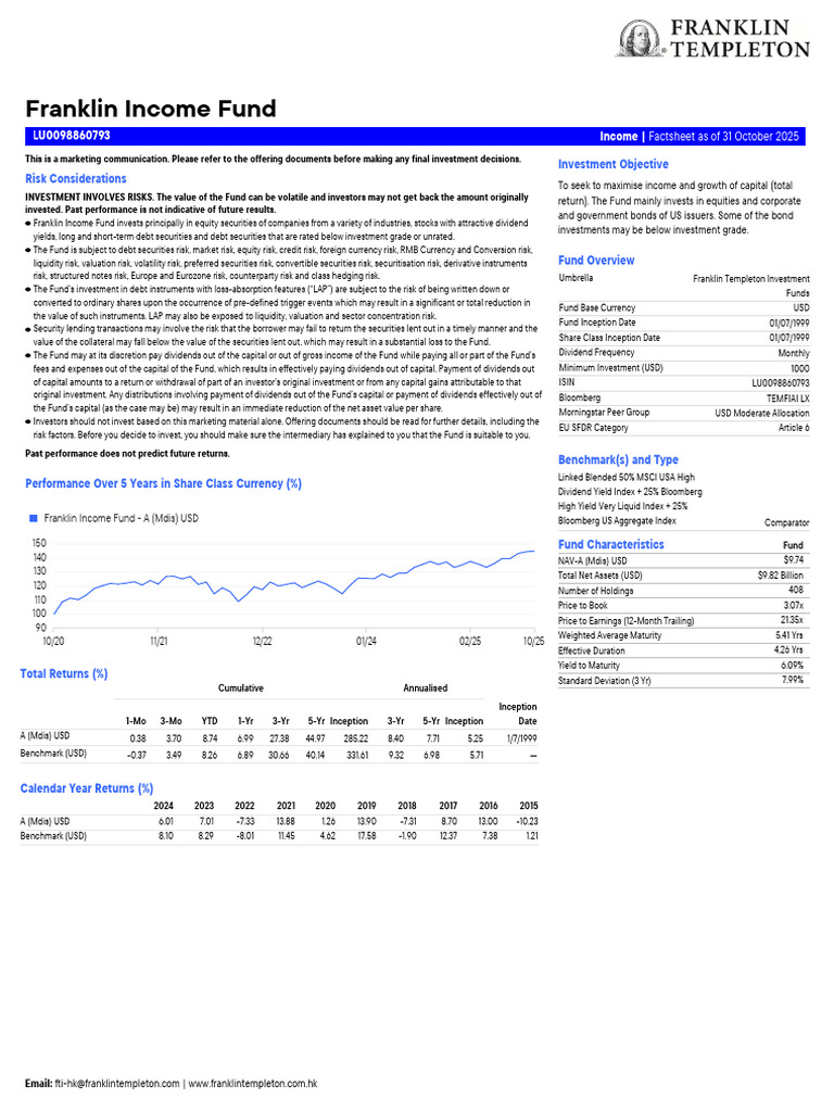 Franklin Income Fund | PDF | Bonds (Finance) | Investing