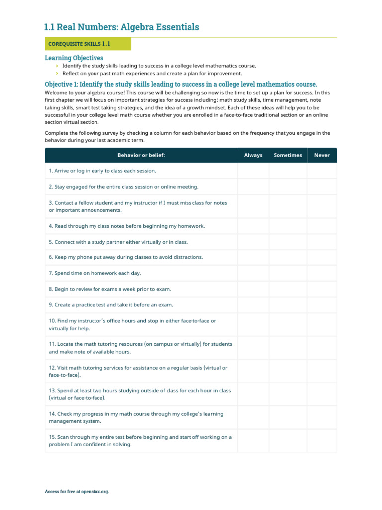 CoReq - Skillsheet - 1.1 Downloaded From | PDF | Study Skills | Mathematics