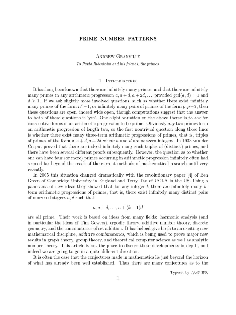 Prime Patterns | PDF | Prime Number | Combinatorics