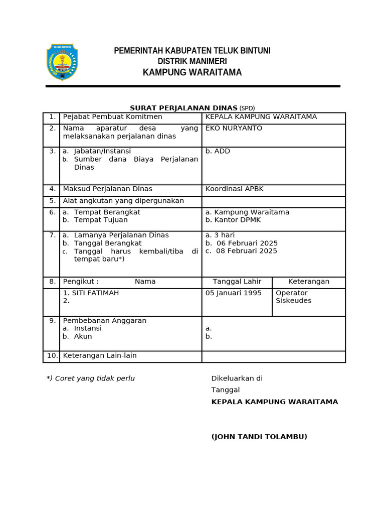 Salinan FORMAT SPD Lembar Ke-1 | PDF