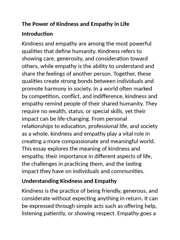 The Power of Kindness and Empathy in Life | PDF | Empathy | Compassion