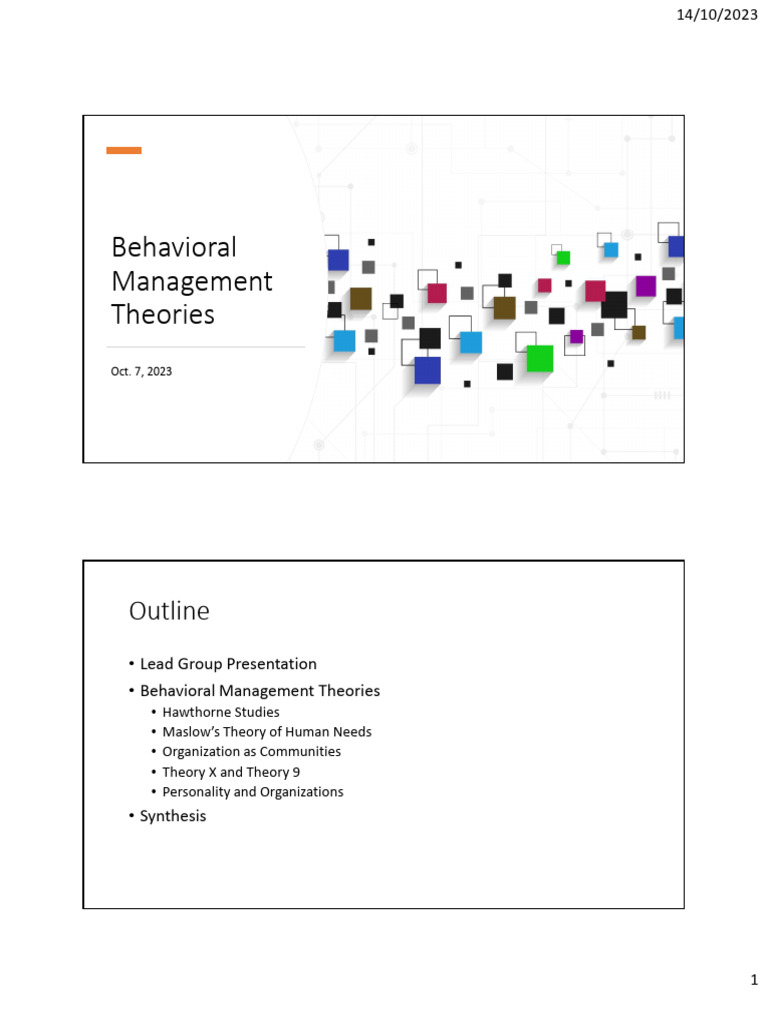 Session 3 Behavioral Management Theory | PDF | Motivation | Motivational
