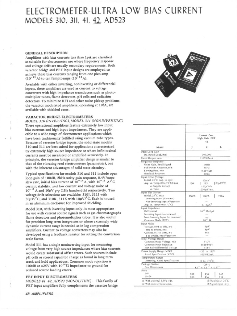 Varactor Bridge Electrometer | PDF | Amplifier | Operational Amplifier