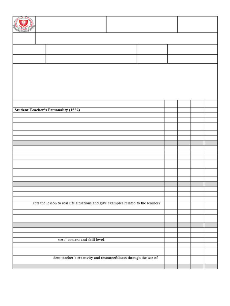 Teaching Demonstration Observation Sheet 1 2 | PDF | Educational ...