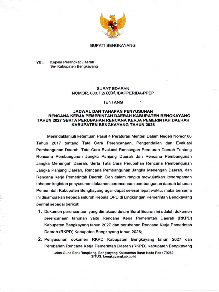 SE Jadwal Dan Tahapan Penyusunan RKPD 2027 Dan P RKPD 2026-Merged | PDF
