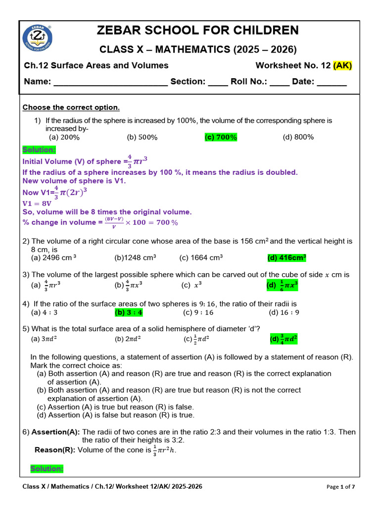 Mathematics 15-DeC-2025 EY57K3N8mHqF | PDF | Sphere | Area