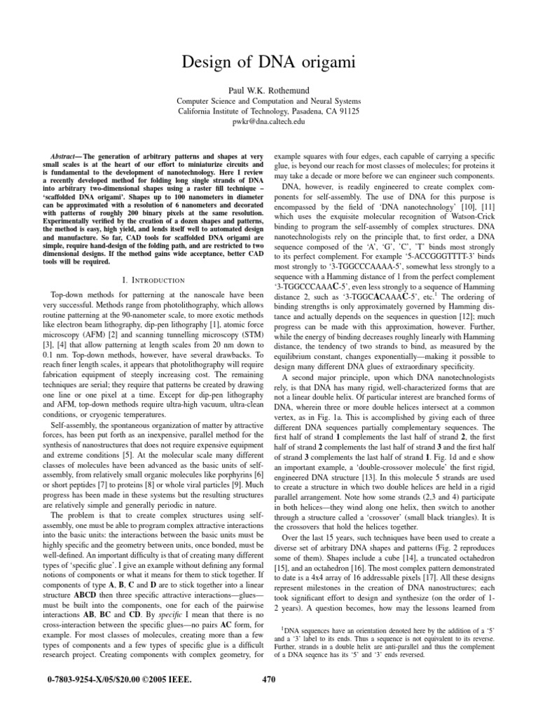 Design of DNA origami by Rothemund, P. W | PDF | Dna | Alpha Helix