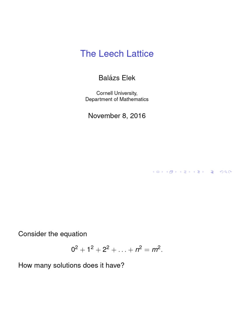 Leech Lattice | PDF | Mathematics | Geometry