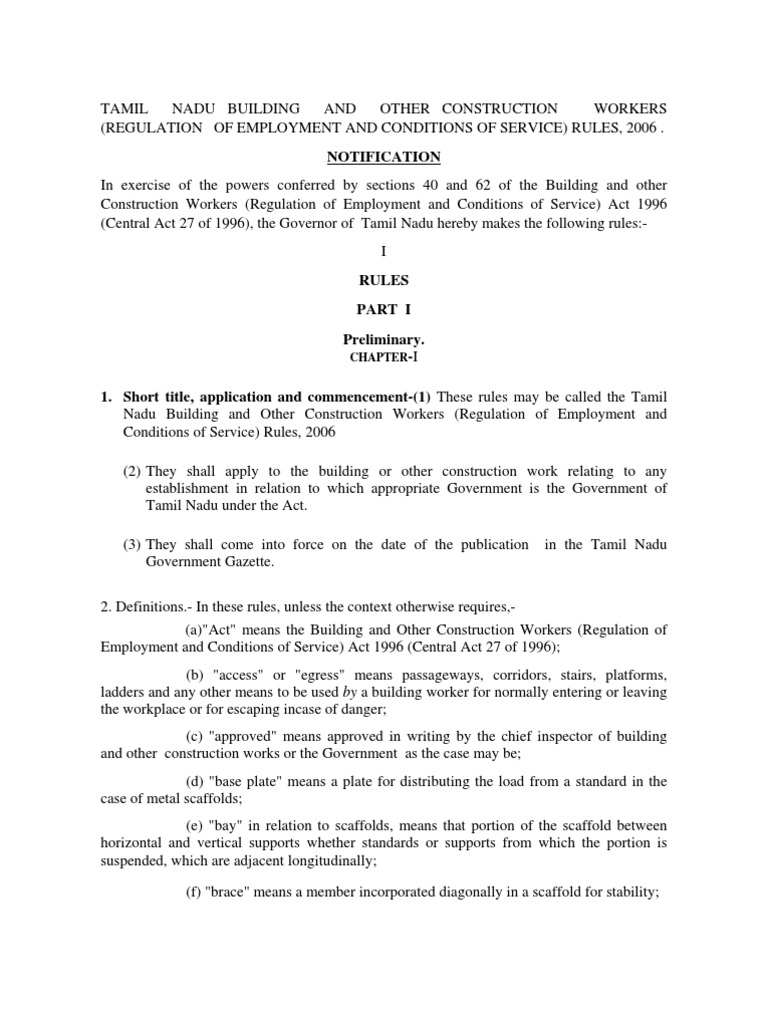 BOCW Rule PDF Scaffolding Tunnel