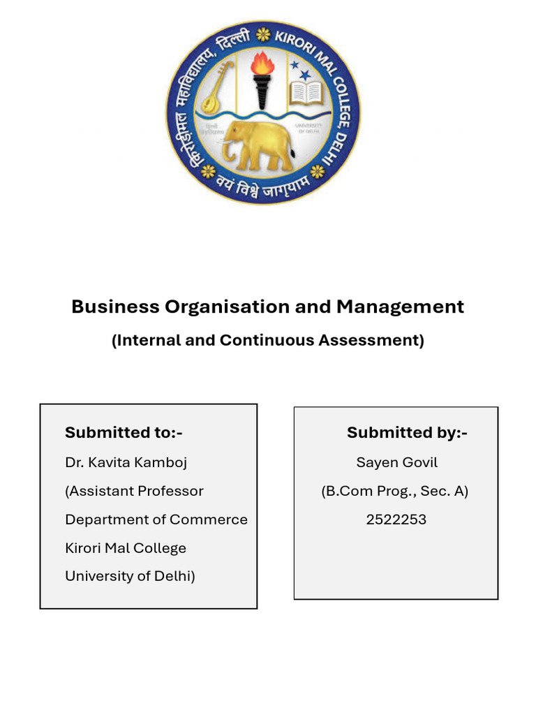 Business Organisation and Management | PDF