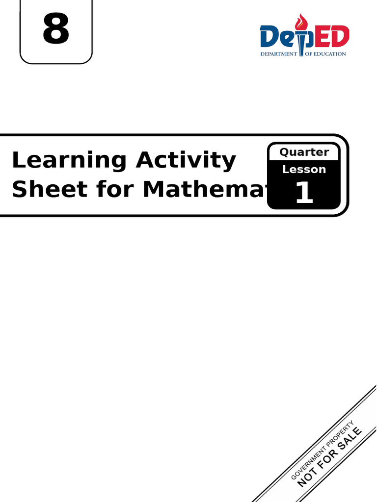 Q4 WS Mathematics-8 Lesson-1 Week-1 | PDF | Copyright