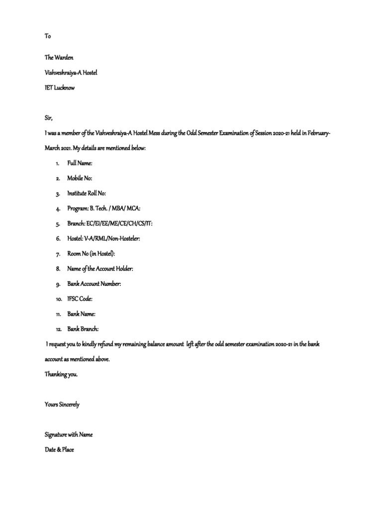 Refund Application Format 2020 21 | PDF