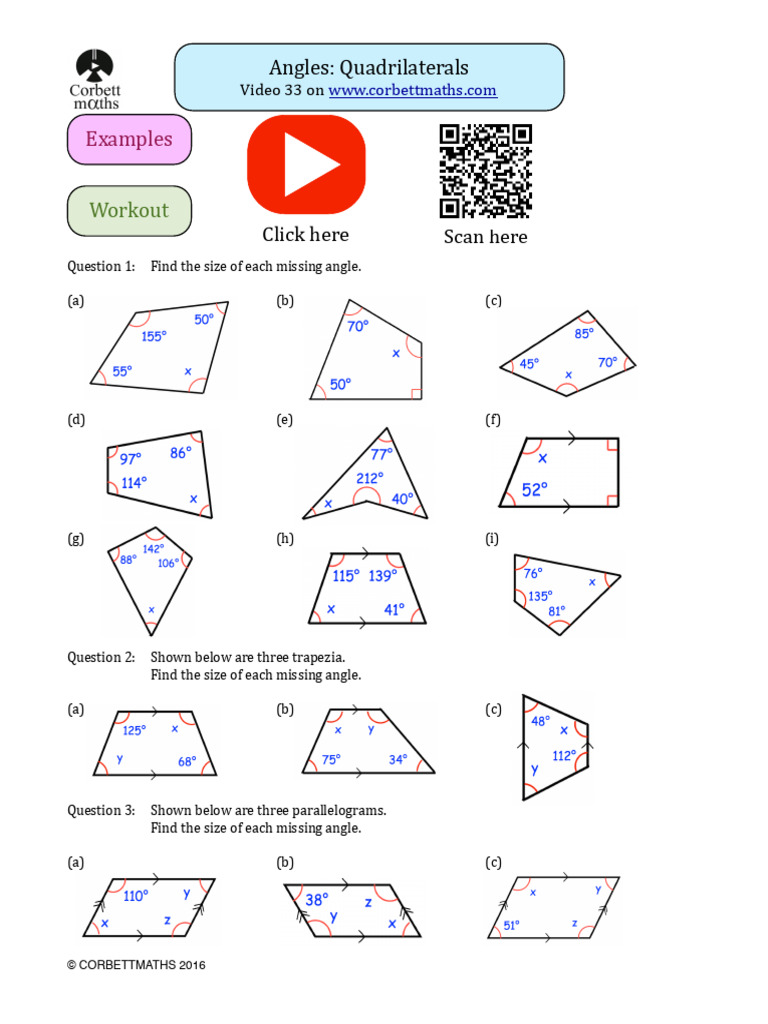 Angles in A Quadrilateral Pdf2 | PDF | Geometric Shapes | Elementary ...