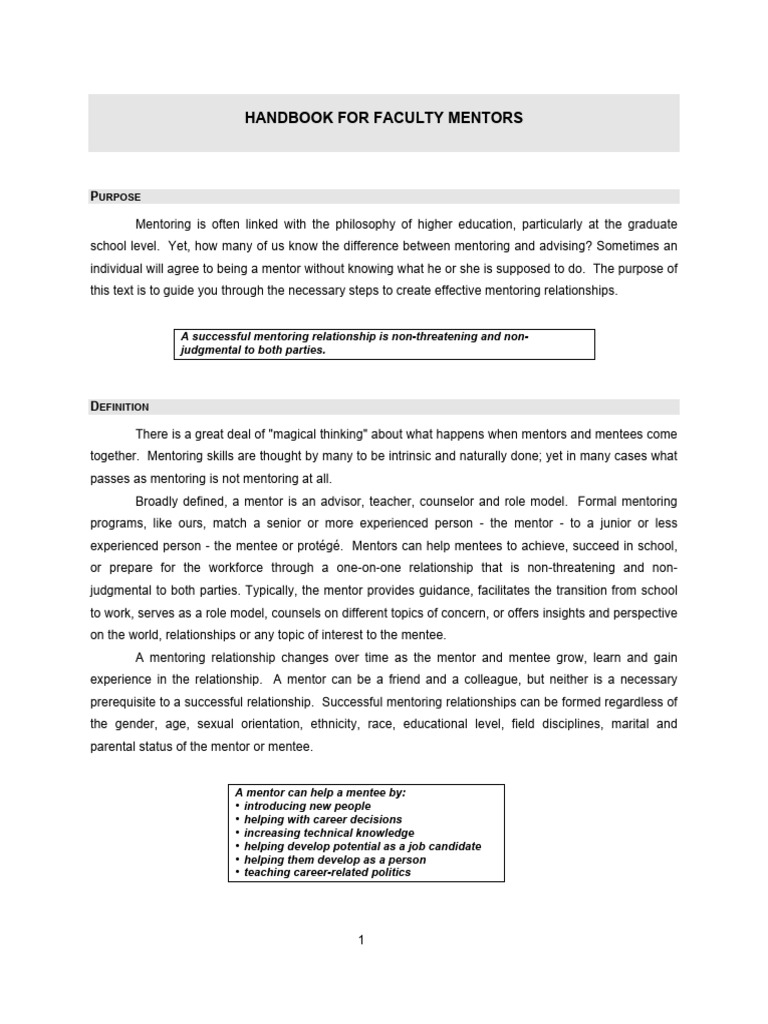 Mentor Handbook | PDF | Mentorship | Psychology