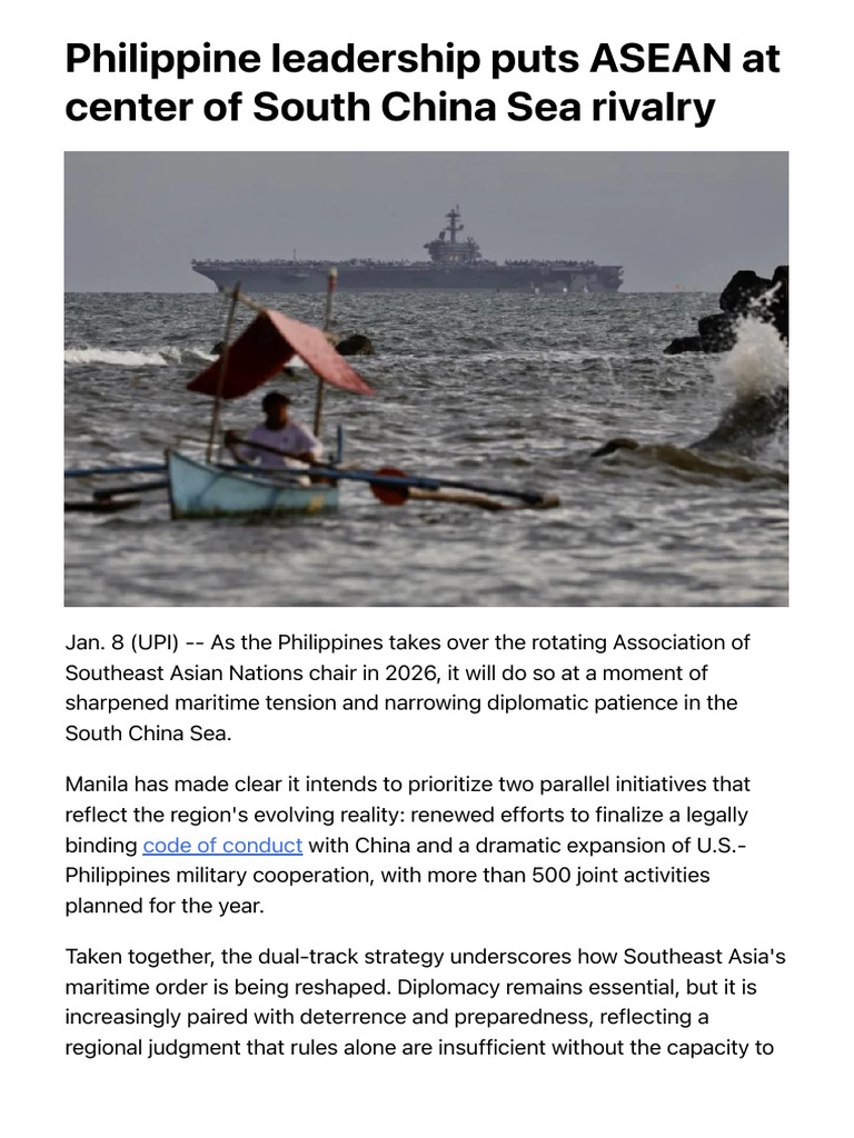 Philippine leadership puts ASEAN at center of South China Sea rivalry ...