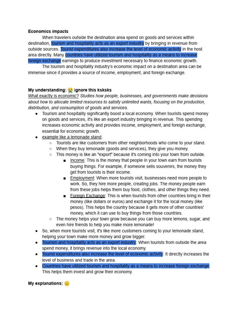 Explanations and Information (-) | PDF | Tourism | Exports