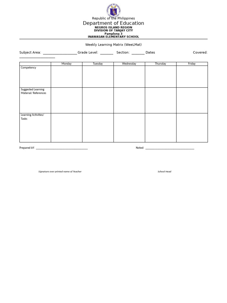 WeeLMat Template | PDF