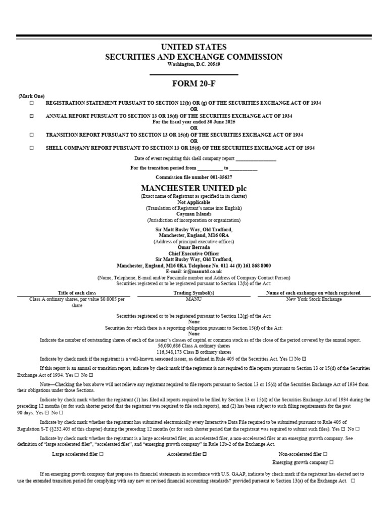 2025 Mu PLC Form 20 F | PDF | Risk | Premier League