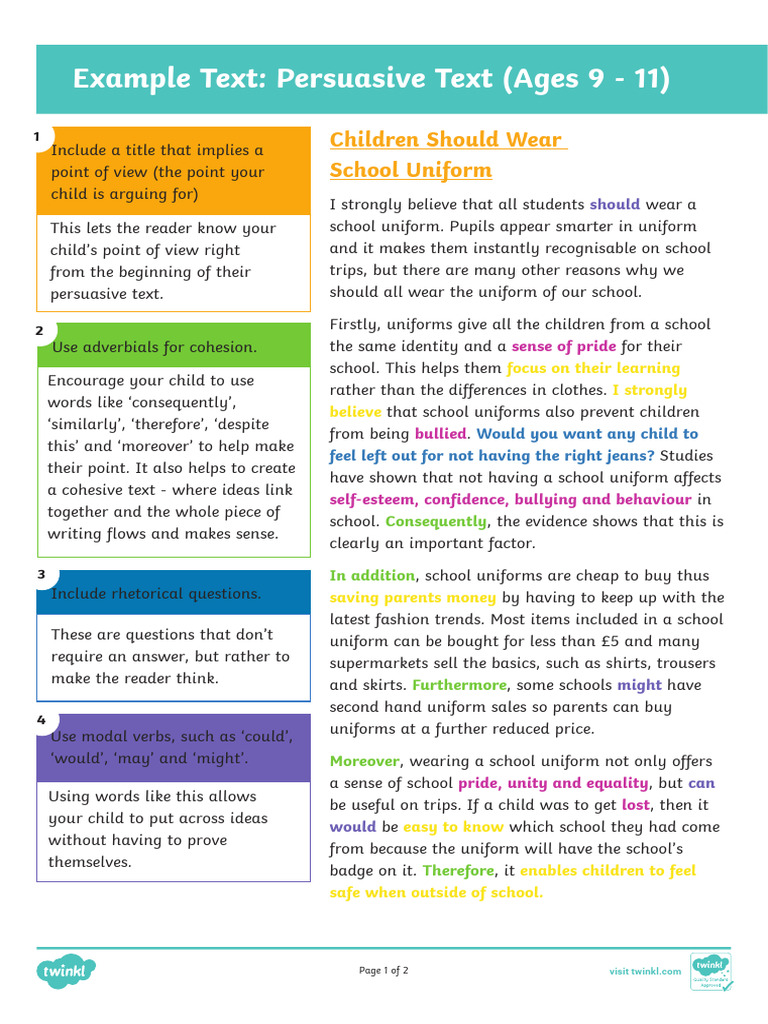 Example_Text_Persuasive_Text_(Ages_9_-_11) | PDF | Bullying ...