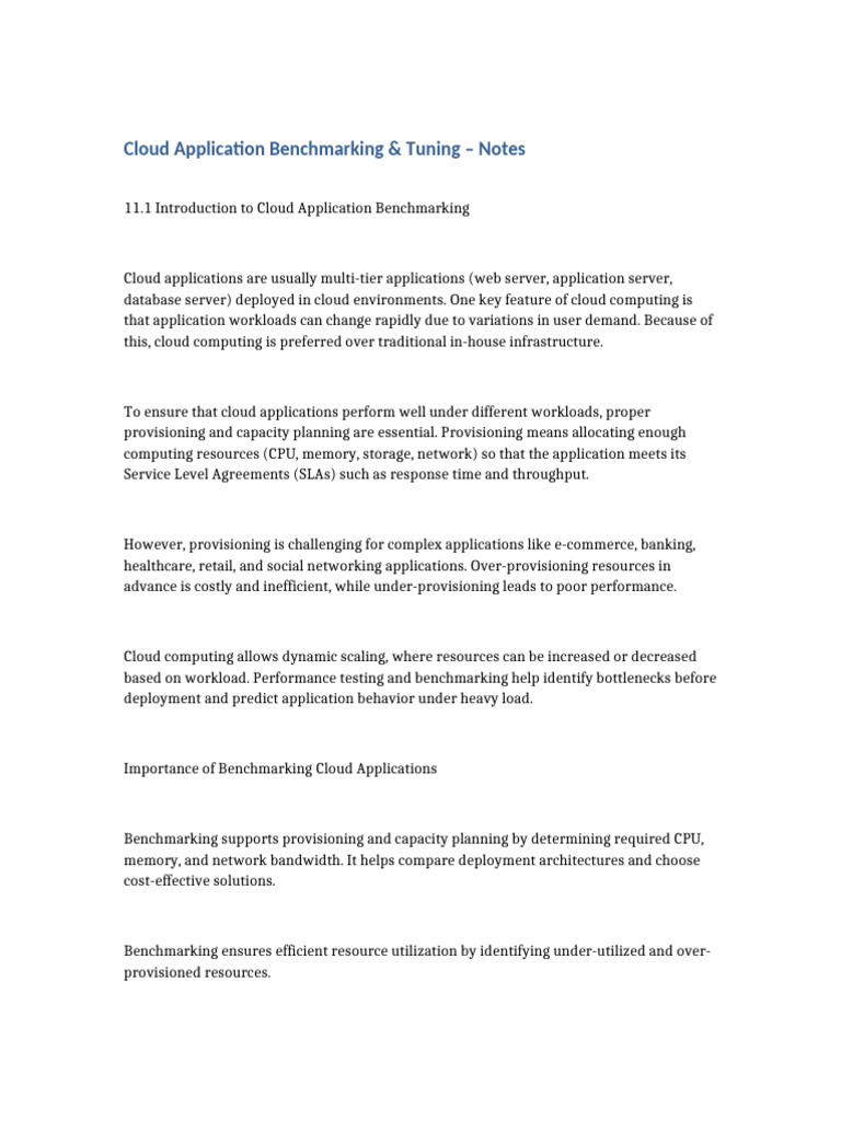 Cloud Application Benchmarking Notes | PDF | Cloud Computing | Computing