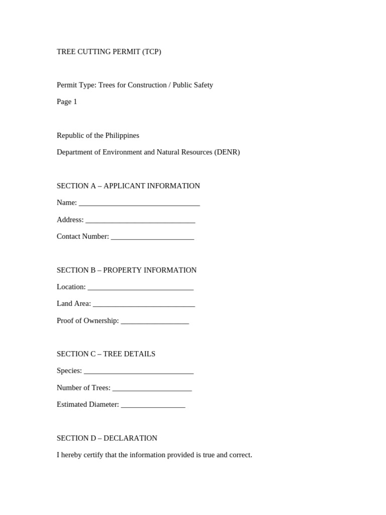 TCP Tree Cutting Permit | PDF