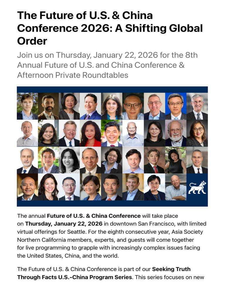 The Future of U.S. & China Conference 2026: A Shifting Global Order ...
