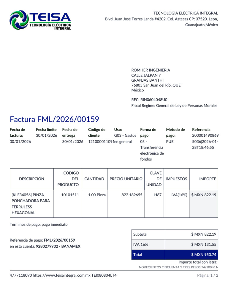 FML-FML202600159-MX-Invoice-4.0 | PDF | Factura