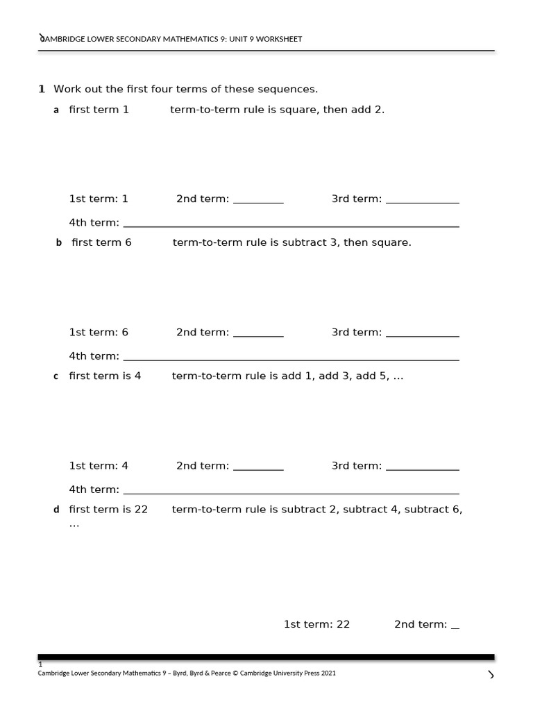 Stage 9 Unit 9 Worksheet | PDF | Mathematics | Mathematical Objects