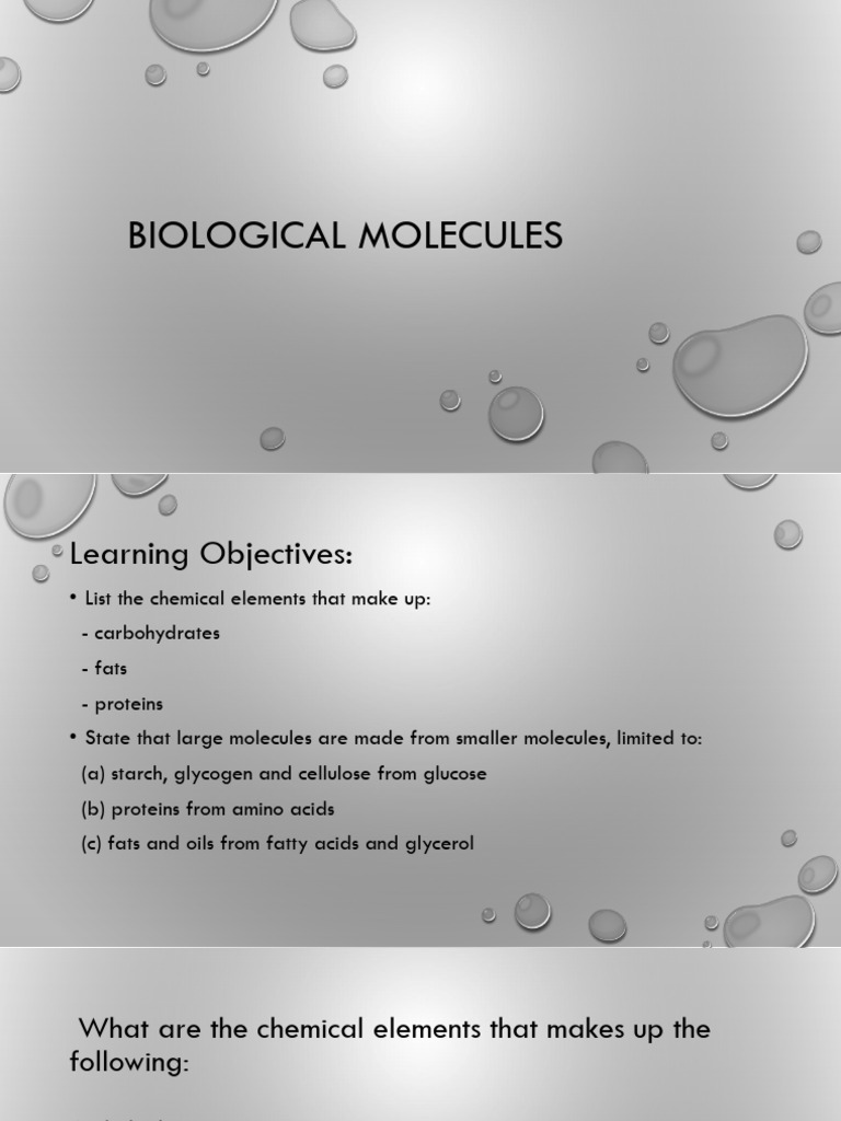 4.1 Biological Molecules | PDF | Biomolecules | Carbohydrates