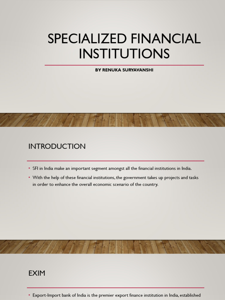 Specialized Financial Institutions | PDF | Infrastructure | Business