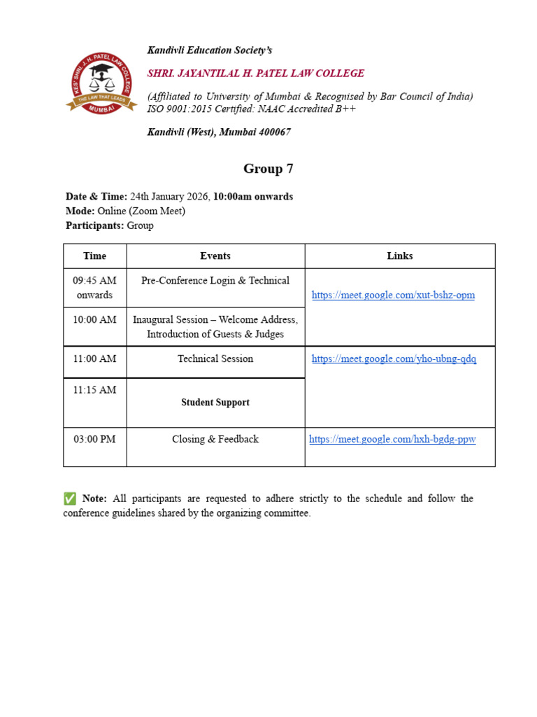 Group 7 - Flow of International Conference | PDF