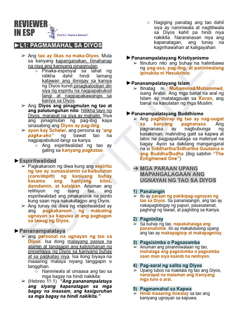 3qt Esp Reviewer Hannahenzo | PDF
