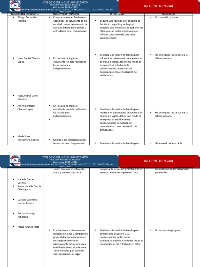 Formato Informe Mensual Enero | PDF