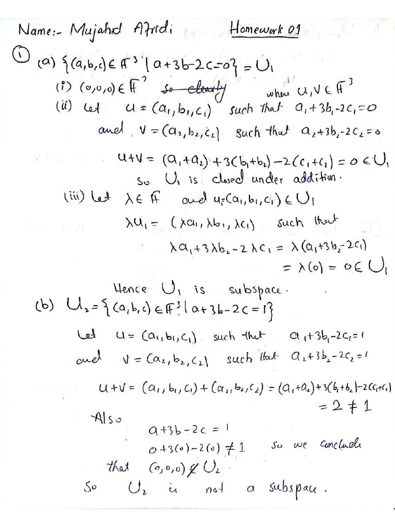 HW01 Linear Algebra | PDF