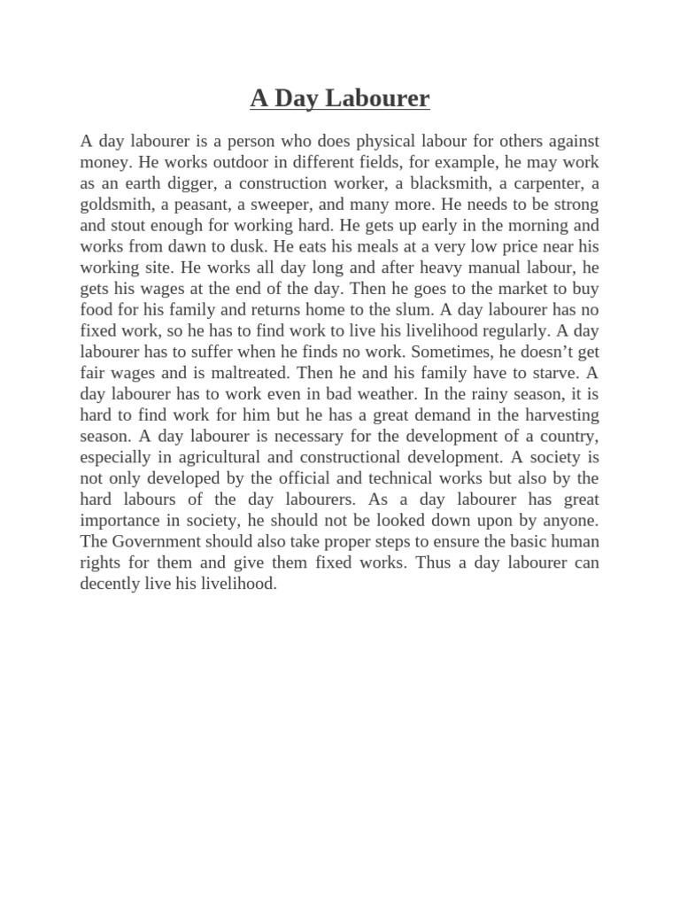 A Day Labourer | PDF