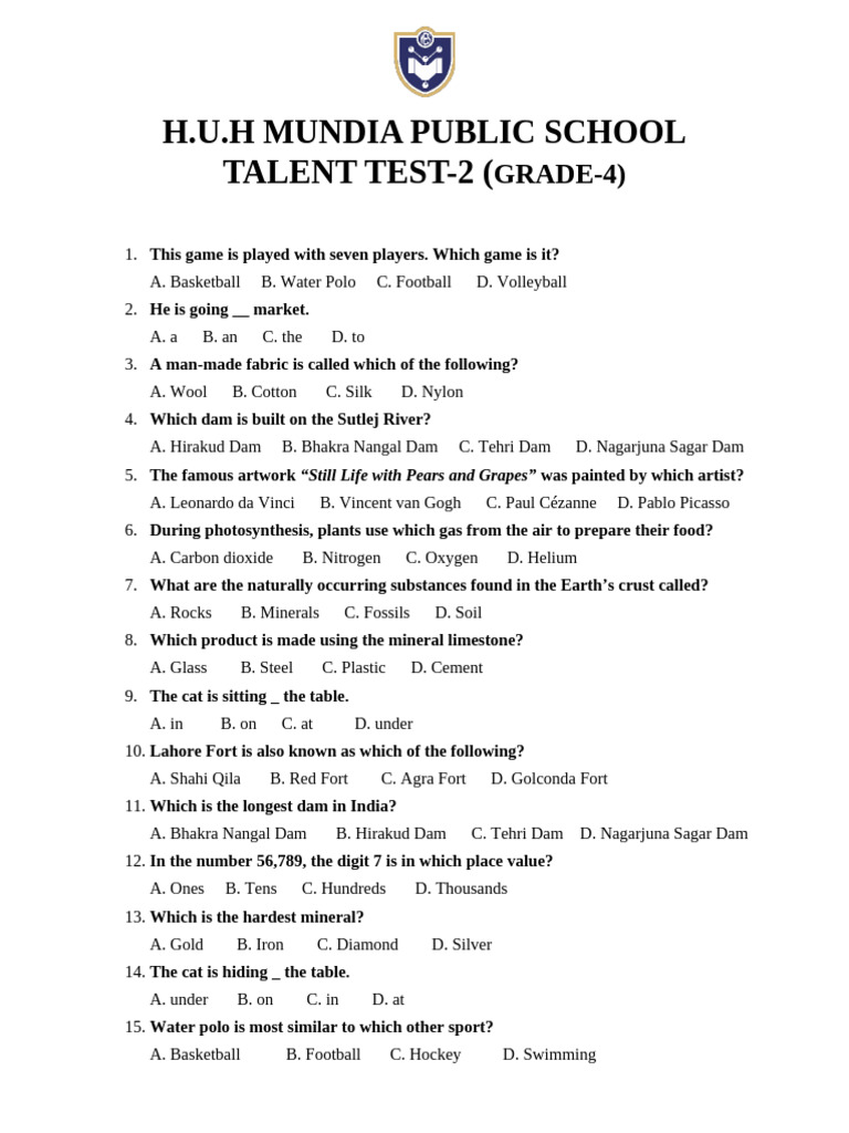 4th TEST 2 PART | PDF