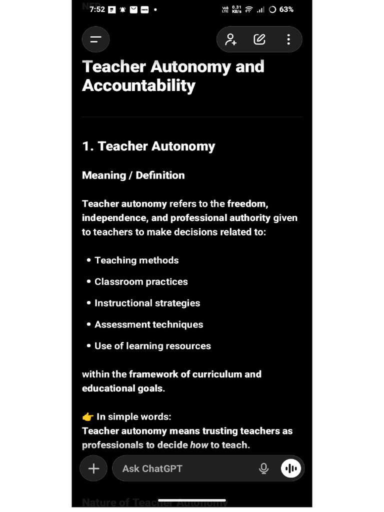 Teacher Autonomy & Accountability and | PDF
