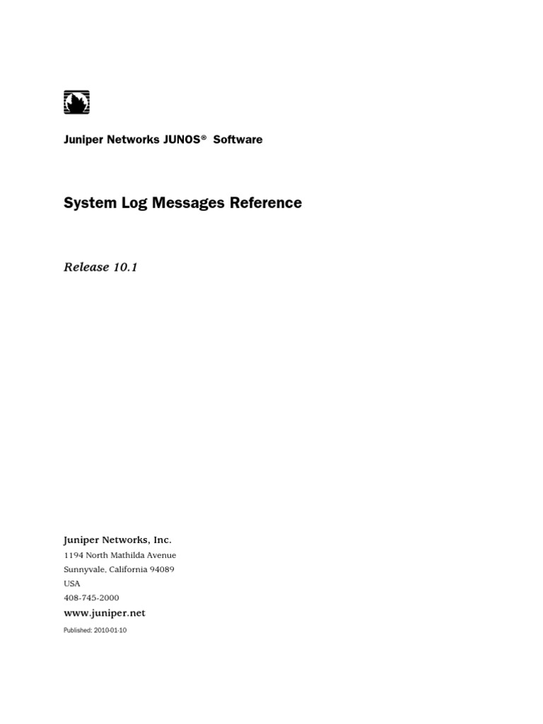 Syslog Messages | PDF | License | Juniper Networks