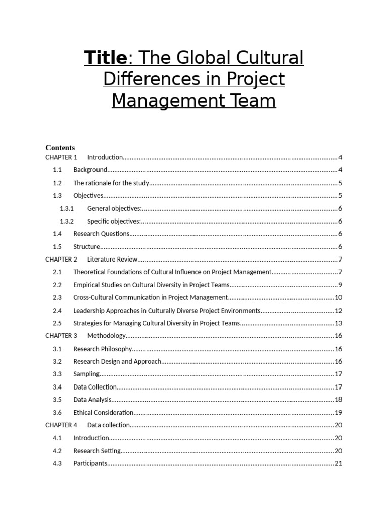 Global Cultural Differences in Project Management Team | PDF | Survey ...