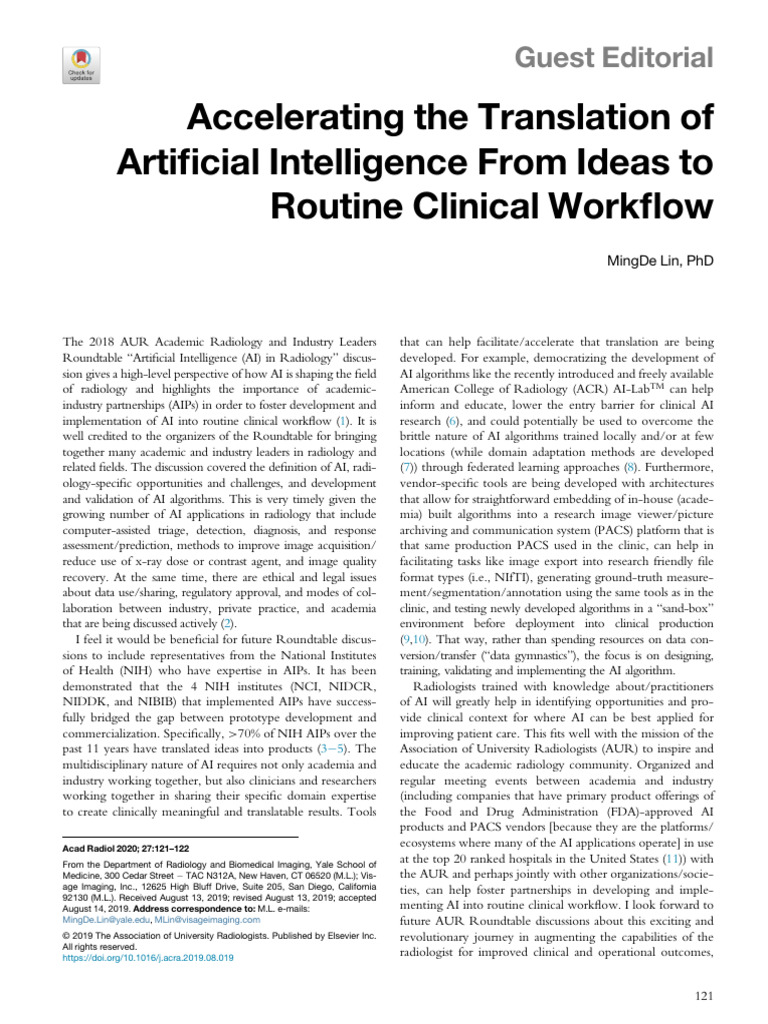 Accelerating The Translation of Artificial Intelli | PDF | Artificial ...