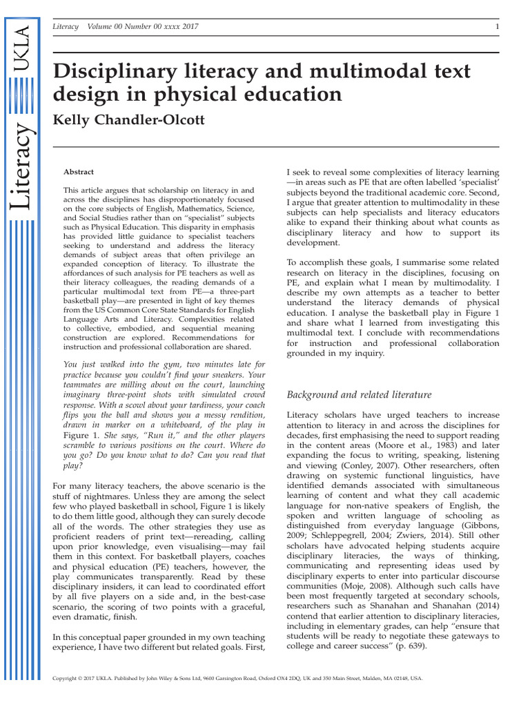 Disciplinary Literacy and Multimodal Text Design in Physical Education ...